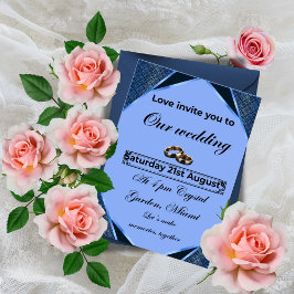 Elegante blaue Hochzeitseinladung Einladung