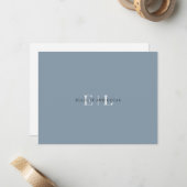 Elegante blaue Hochzeitsmonogramm-Notizkarte Mitteilungskarte (Vorderseite/Rückseite Beispiel)