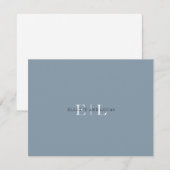Elegante blaue Hochzeitsmonogramm-Notizkarte Mitteilungskarte (Vorne/Hinten)