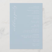 Elegante blaue Hochzeitszeremonie Programm (Rückseite)