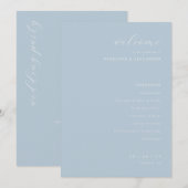 Elegante blaue Hochzeitszeremonie Programm (Vorne/Hinten)