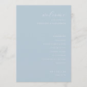 Elegante blaue Hochzeitszeremonie Programm (Vorderseite)