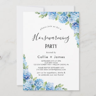 Elegante Blaue Hortensie   Einzugsgeschenk  Einladung
