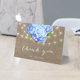 Elegante Blaue Hortensien-Blume Sommerhochzeit Dankeskarte