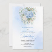Elegante blaue Hortensien-Blumen-Hochzeitseinladun Einladung (Vorderseite)