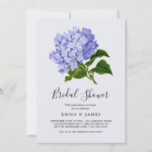 Elegante blaue Hortensien-Braut- Einladung