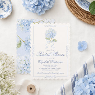 Elegante blaue Hortensien-Brautjungfern-Einladung Einladung