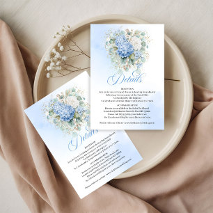 Elegante Blaue Hortensien Goldene Hochzeits-Detail RSVP Karte