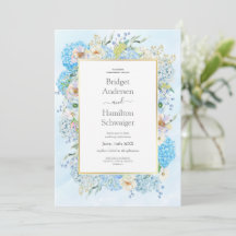 Elegante blaue Hortensien-Hochzeitseinladung