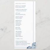 Elegante blaue Hortensien-Hochzeitszeitplan Programm (Rückseite)