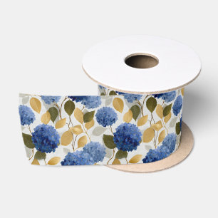 Elegante Blaue Hortensien Nahtloses Muster Satinband