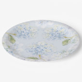 Elegante blaue Hortensien-Papierteller Pappteller (Schrägansicht)