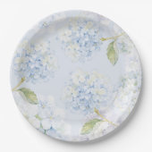 Elegante blaue Hortensien-Papierteller Pappteller (Vorderseite)