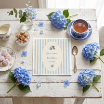 Elegante Blaue Hortensien-Teeparty-Brautabschied