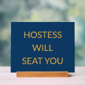 Elegante Blaue Hostess Wird Sie Platzieren Acrylschild (Neutral)