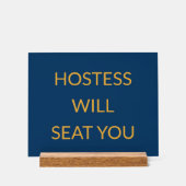 Elegante Blaue Hostess Wird Sie Platzieren Acrylschild (Vorderseite)