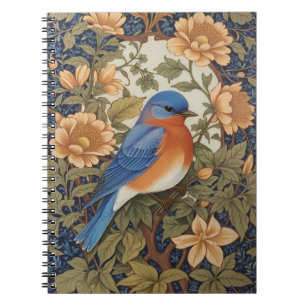 Elegante Blaue Hütte William Morris Inspiriert Notizblock
