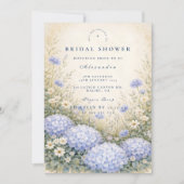 Elegante blaue Hydrangeen-Brautparty Einladung (Vorderseite)