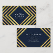 Elegante blaue Imitat-Goldquadrat-Linien Visitenkarte (Vorne/Hinten)