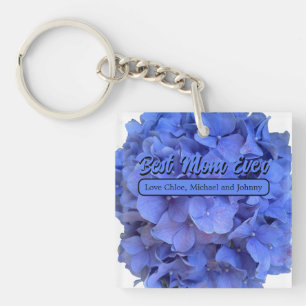 Elegante blaue Immergrün-Hortensien Schlüsselanhänger