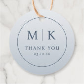Elegante blaue Initialen Danke Geschenkanhänger (Rückseite)