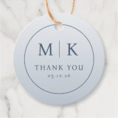 Elegante blaue Initialen Danke Geschenkanhänger (Vorderseite)