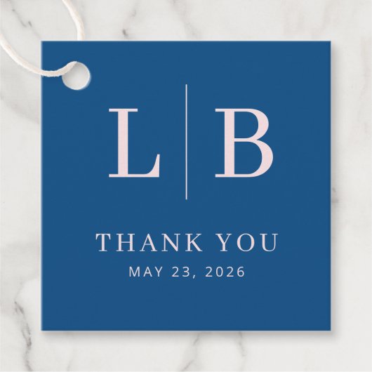 Elegante blaue Initialen Geschenkanhänger (Vorderseite)