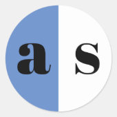Elegante blaue Initialen Hochzeit Runder Aufkleber (Vorderseite)