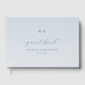 Elegante blaue Kalligrafie Gästebuch (Vorderseite)