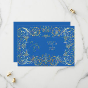 Elegante blaue königliche Goldene Hochzeit  Save T The Date