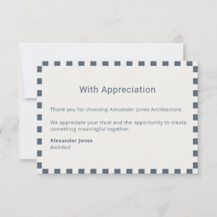 Elegante blaue Kontrollkanten-Minimalist Professio Dankeskarte