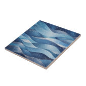 Elegante blaue kosmische Wellen - Sternenhimmel Fliese (Seite)