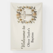 Elegante, blaue Kreuzung neutrale Taufe Banner (Vertikal)