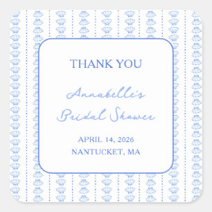 Elegante blaue Küsten-Chic-Brautabschiedsfeier Dan Quadratischer Aufkleber