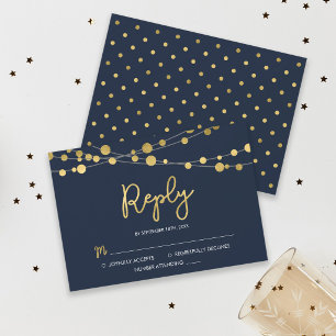 Elegante blaue Lichterketten RSVP Antwort
