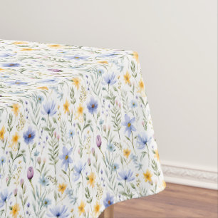 Elegante Blaue Lila Aquarell-Wildblume Tischdecke