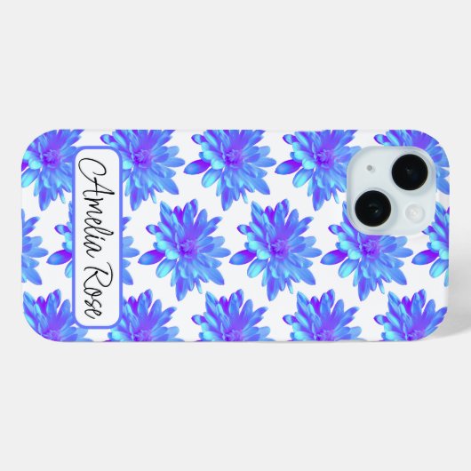 Elegante, blaue lila Blume Case-Mate iPhone Hülle (Rückseite (Horizontal))
