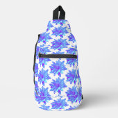 Elegante, blaue lila Blume Crossbody Bag (Vorderseite)