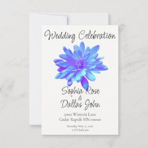 Elegante, blaue lila Blume Einladung