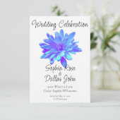 Elegante, blaue lila Blume Einladung (Stehend Vorderseite)