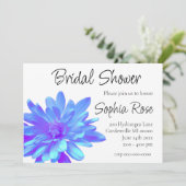 Elegante, blaue lila Blume Einladung (Stehend Vorderseite)