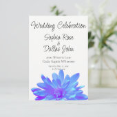 Elegante, blaue lila Blume Einladung (Stehend Vorderseite)