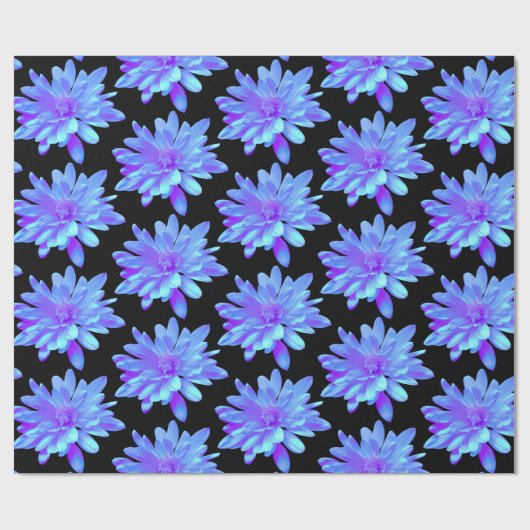 Elegante, blaue lila Blume Geschenkpapier (Flach)