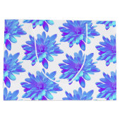 Elegante, blaue lila Blume Große Geschenktüte (Rückseite)