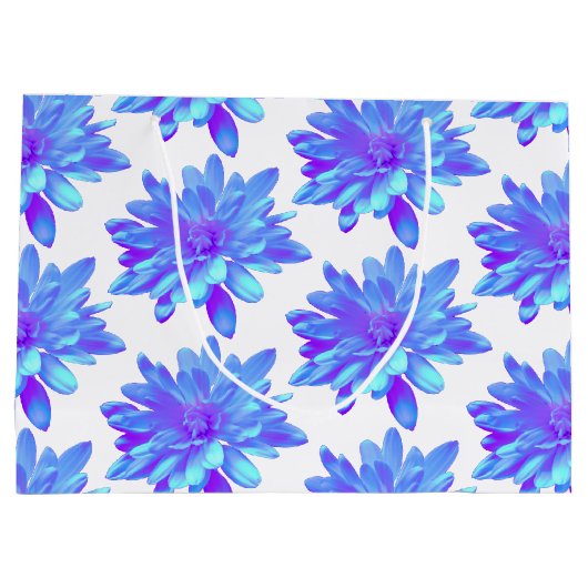 Elegante, blaue lila Blume Große Geschenktüte (Rückseite)