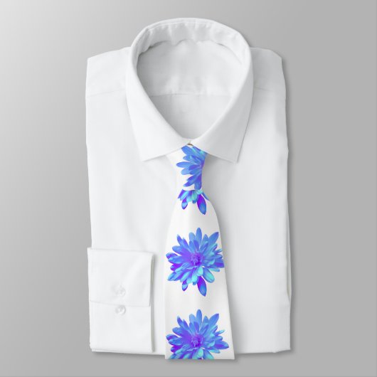 Elegante, blaue lila Blume Krawatte (Gebunden)