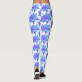 Elegante, blaue lila Blume Leggings (Rückseite)