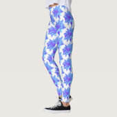 Elegante, blaue lila Blume Leggings (Links)