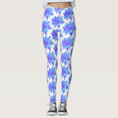 Elegante, blaue lila Blume Leggings (Vorderseite)