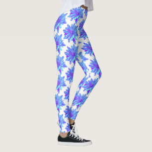 Elegante, blaue lila Blume Leggings